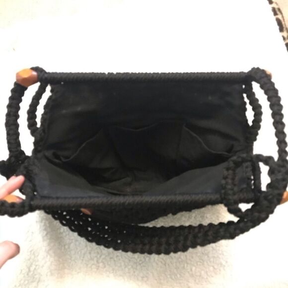 Black Macrame Shoulder Bag Purse - Picture 4 of 7
